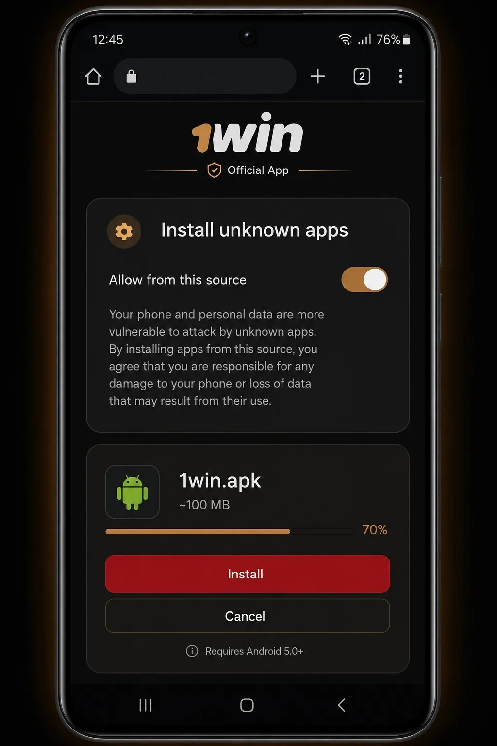 1win APK Android: what the phone needs before installation — 1win app