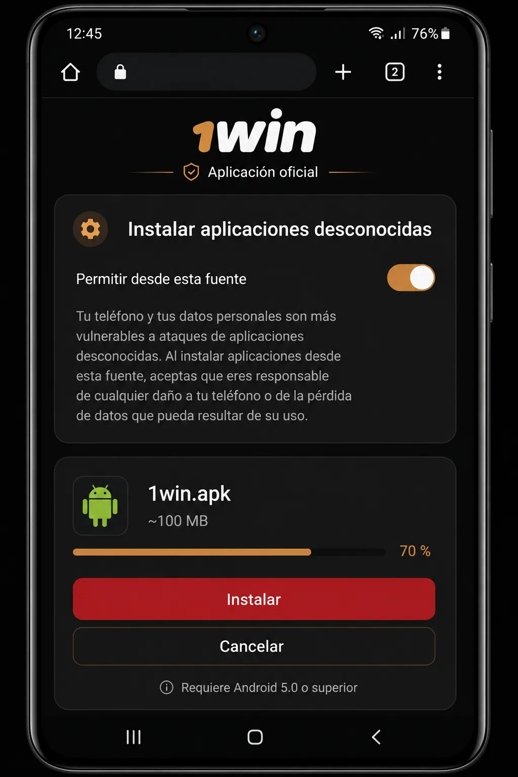 1win APK Android: requisitos del dispositivo antes de instalar — 1win app